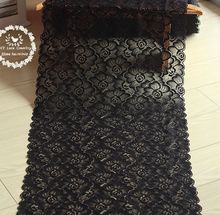 35cm wide 1yds black Hair Decoration Wide Elastic Stretch Lace Trim wedding dress skirt lace trim 2024 - buy cheap