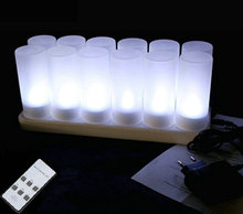 Juego de 12 velas Led recargables sin llama, lámpara de luz de té con control remoto, sin cera, mesa de San Valentín y Navidad, blanco 2024 - compra barato