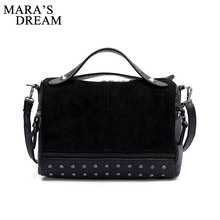 Mara's Dream Nubuck PU Leather Handbags for Women Casual Female Shoulder Bag Tote Crossbody Bag Ladies Large Rivet Messenger Bag 2024 - buy cheap