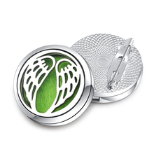 Broches difusores de aroma, moda nova, 28mm, asas de anjo, óleo essencial de aço inoxidável, aromaterapia, medalhões, joias 2024 - compre barato