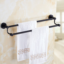 Tuqiu-toallero doble montado en la pared, toallero de acero inoxidable, colgador negro para Familia o hotel 2024 - compra barato