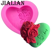 Molde de jabón de rosas en forma de corazón 3D I love you, herramientas de decoración de pasteles de boda, molde de silicona para hornear fondant, T0135 2024 - compra barato