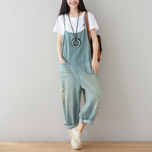 Women Loose Bleached Holes Ripped Denim Jumpsuit Pants Overalls Ladies Scratched Loose Denim Trousers Rompers 2019 2024 - buy cheap