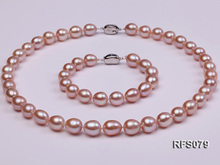 Conjunto de joyas de perlas reales, perlas únicas, joyas de perlas de agua dulce, arroz púrpura, 9-10mm, collar, pulsera, pendiente 2024 - compra barato