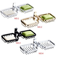 Soap Dish Double Aluminum Soap Holder	Punch Free No Drill Bathroom Soap Rack Wall-Mounted Shelf Metal Holder Box Frame 4 Colors 2024 - buy cheap