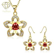 2017 New Arrival /Rose/White Gold Color Stars Inlaid Stone Jewelry Sets Earrings&Necklaces 2024 - buy cheap