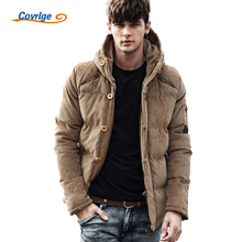 Пальто Covrlge MWM013 мужское, вельветовая толстая куртка с капюшоном, однотонная теплая зимняя парка, брендовая одежда 2024 - купить недорого