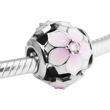 100% 925 Sterling-Silver-Jewelry Magnolia Bloom Pale Cerise Enamel & Pink Jewelry Fits Silver Charms Bracelet For Women DIY 2024 - buy cheap
