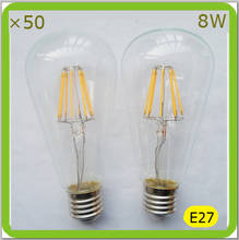 DHL shipping Wholesales 50 pieces LED retro bulbs led filament bulbs 8W LED glass bulbs ST64 ST19 E27 screw 120V 220V 240V 230V 2024 - buy cheap