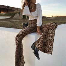 2018 autumn trade women's wear new high waist  broad legged pants leopard sexy casual pants skinny ankle-length trousers 2024 - buy cheap