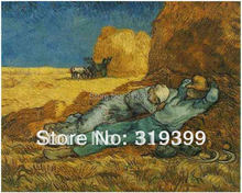 Reproducción de pintura al óleo de Vincent Van Gogh sobre lienzo de lino, descanso del Día del Trabajo (después del mijo),100% hecho a mano, envío gratis por DHL 2024 - compra barato