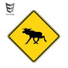 EARLFAMILY 13cm x 13cm Car Styling Moose Warning Car Sticker Decal Caution Yellow Hunting Forest Gun Hunt Waterproof Accessories 2024 - buy cheap