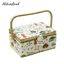 Sewing Kit Basket with Sewing Accessories for Storage&Organization Cotton Fabric Crafts Sewing Box Gift for Mother 24*17.5*13cm 2024 - buy cheap