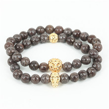 Pulseira de pedra de leão para homens, bracelete dourado com pedras naturais da moda, para homens 2024 - compre barato
