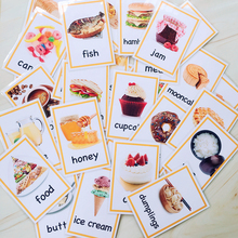 45Pcs Food Series Kids Montessori English Words Pocket Flash Cards Game Language Learning Educational Toys for Children Games 2024 - buy cheap