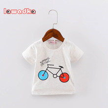 Спортивная футболка для мальчиков и девочек, футболка с коротким рукавом и принтом велосипеда для мальчиков, летняя хлопковая детская одежда 2024 - купить недорого