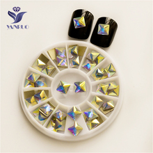 Yanruo 2307 pedras de diamante quadrado 6mm, nohf ab, com parte traseira lisa, sem adesivo de luxo, strass para unhas 2024 - compre barato