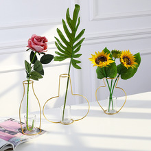 Nova planta flor de ferro linha vaso para flores preto metal minimalismo moderno casa decoração planta vaso suporte sem copo vidro 2024 - compre barato