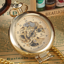 Reloj De bolsillo mecánico Steampunk para hombre, pulsera De mano con números romanos y árabes, De marca De lujo, con cadena dorada, 2020 2024 - compra barato
