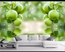 Custom 3d Wall Mural Photo Background Stereo Green Fruit Reflection Luxury Wall Paper for Living Room Non-woven Wallpaper Modern 2024 - buy cheap
