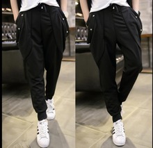 M-9xl 2021 Spring And Summer Men's Fashion Feet Trousers Slim Pants Hairstylist Non-mainstream Casual Tide Pants Singer Costumes 2024 - buy cheap