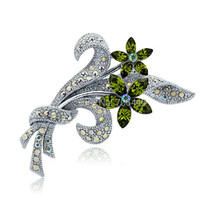 Broche de Diamante de cristal flor con Marquesa, tono plata y rodio AB 2024 - compra barato