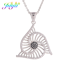 Juya Handmade Sweater Necklace Micro Pave Zircon Greek Eye Flating Flower Pendant Necklace For Women Girls Christmas Necklace 2024 - buy cheap