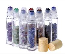 Rolo de vidro transparente 10ml, frasco de perfume com cascalho jade madeira de grão de óleo de cobertura de 100 tamanhos 2024 - compre barato