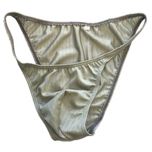 Sexy Men Briefs Solid Striped Underpants Mens Cueca  Bikini String Narrow Shiny Swimsuit Fabric Gay Men's Underwear 2024 - buy cheap
