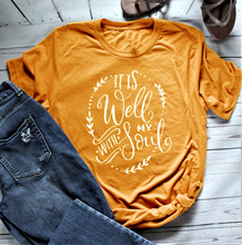 Camiseta de manga corta "It Is Well With My Soul" para mujer, camiseta amarilla con eslogan cristiano a la moda, camiseta rosa femenina, tops artísticos 2024 - compra barato