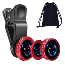 Объектив «рыбий глаз» 3 в 1, линзы для мобильного телефона, рыбий глаз + широкоугольный + макро-объектив для камеры iphone 7 6s plus 5s/5 xiaomi huawei samsung 2024 - купить недорого