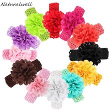 Naturalwell Baby hearbands Toddler shabby chiffon flower hair accessories Newborn elastic lace waved hair ribbon 10pcs HB331 2024 - buy cheap