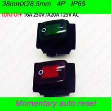 1PC KCD4-4PIN 38X28.5MM Waterproof Momentary Rocker Switch (ON)-OFF Boat Power Switch With 220V light 2024 - buy cheap