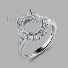 New!!! Ladies Rings Oval 8x10mm Solid 18Kt White Gold Natural Diamonds Engagement Rings Setting WU268 2024 - buy cheap