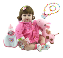 Силиконовые куклы Новорожденные, 50 см, реалистичные куклы Новорожденные для маленьких девочек, куклы l.o.l, подарок для детей, игрушки с браслетом, ожерелье 2024 - купить недорого