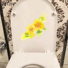 ZTTZDY 22*22.7CM Watercolor Yellow Chrysanthemum Toilet Sticker Home Decor Rooms Wall Decal T2-0556 2024 - buy cheap