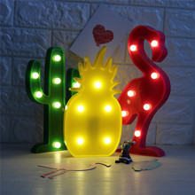 3D LED Night Light Flamingo Pineapple Cactus Night Lamp Romantic Table Decor Lamp Marquee Home Christmas Holiday Decoration LED 2024 - buy cheap