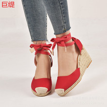 Women Sandals Summer Shoes Woman Beach Sandals flax Buckle Muffin with Sexy Party OL Office Women Shoes 2024 - buy cheap