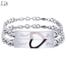 Dodo pulseira de aço de titânio de alta qualidade, pulseira gravada para amantes, amor real, casal, joias, declaração, mulheres, homens, presentes tb0017 2024 - compre barato