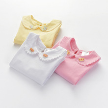 Spring New Girls T-shirts Lapel Doll Collar Long-sleeve T-Shirt Tops Children's Bottoming Shirt 0-6 Years 2024 - buy cheap