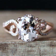 Винтажное изящное овальное кольцо с белым цирконием для женщин, романтичное розовое золото, кристалл, обручальное кольцо, женское ювелирное изделие Y3D154 2024 - купить недорого