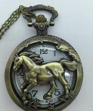 Reloj de bolsillo con cadena colgante para hombre y mujer, cronógrafo de cuarzo con diseño de caballo de cobre y bronce, envío gratis 2024 - compra barato