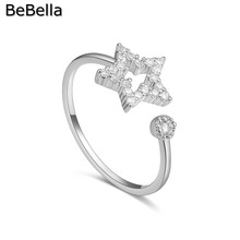 Bebella pentagrama estrela dedo anel feito com alta qualidade zircônia cúbica pedra para moda feminino presente meninas jóias de casamento 2024 - compre barato