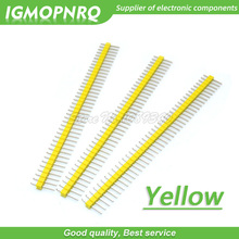 10 Uds 1x40 Pin 2,54 amarillo de una sola fila de agujas de asiento redondo conector de cabezales IGMOPNRQ 2024 - compra barato