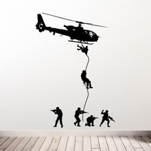Pegatina de pared de helicóptero para niños y hombres, pegatina de vinilo de estilo militar, envío gratis 2024 - compra barato