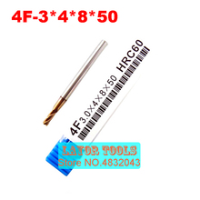 4f-3.0*4*8*50,hrc60,material Carbide Square Flatted End Mill four 4 flute 3mm coating nano use for High-speed milling machine 2024 - buy cheap