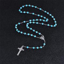 Коми новые женские богемные ожерелья y-образный камень Молитвенные Четки бусы ожерелье шаблон с Иисусом крест кулон 2024 - купить недорого