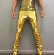 New Leather Pants Male Thin Men Korean Slim Tide Motorcycle Pants Men Fashion Gold Silver Trousers Nightclub Personality Costume 2024 - buy cheap