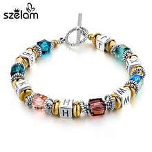 Szelam-pulsera de eslabones con cuentas de cristal para mujer, brazalete de plata Multicolor para parejas, joyería artesanal, SBR160098 2024 - compra barato