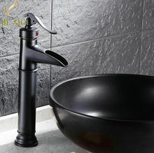 Grifos de baño de acabado negro, grifos de lavabo alto, grifos mezcladores de fregadero negro, grifos cuadrados montados en cubierta de agua LB16989 2024 - compra barato